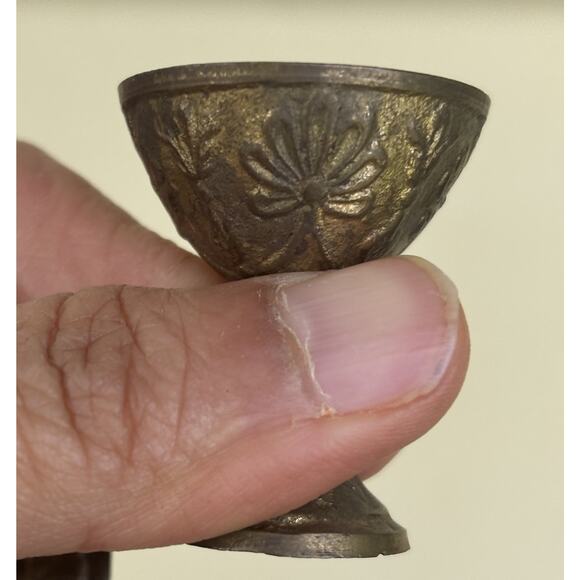 VTG Brass Indian Coffee Pot 9" w/ 3 Goblets | Miniature Dallah Decor Etched Set - Picture 12 of 16